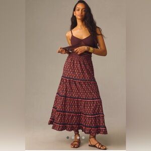 Anthropologie Genevieve Maxi Skirt Elastic waist Size S